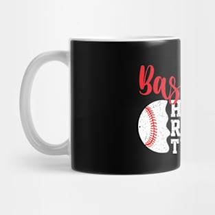 Hit Hard Run Fast Turn Left Retro Baseball Mug